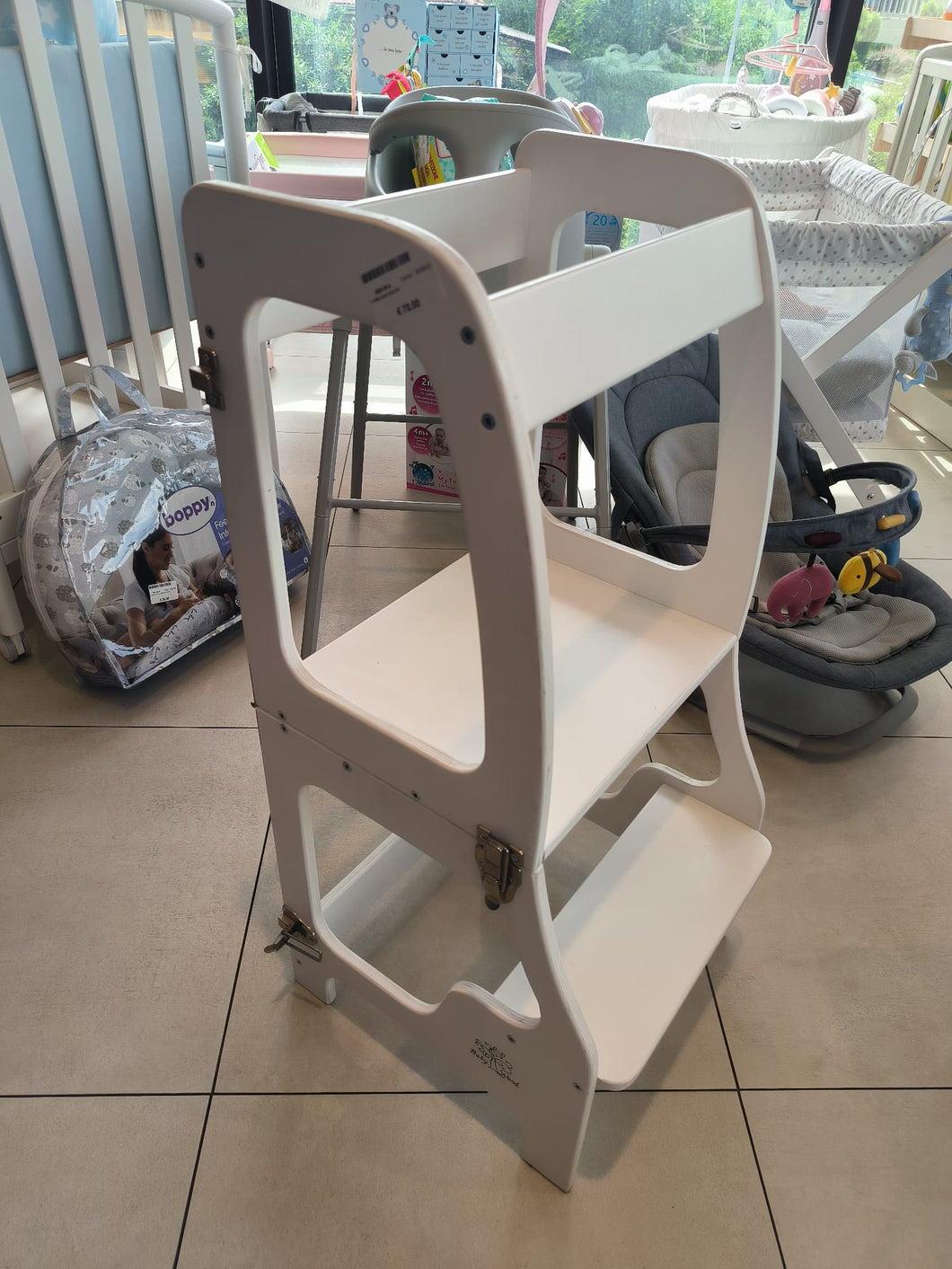 Torre Montessori Bianca con Cerniere Argento Convertibile