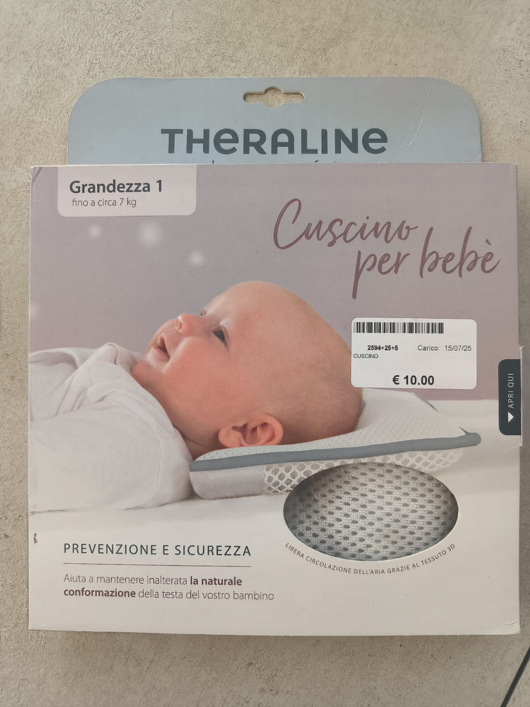 Cuscino Bebè Theraline Prevenzione e Sicurezza Tessuto in 3D