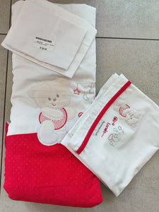 Set Lenzuola con Trapuntina per Navicella Rosso