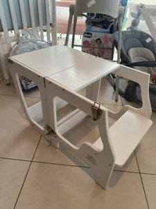 Torre Montessori Bianca con Cerniere Argento Convertibile