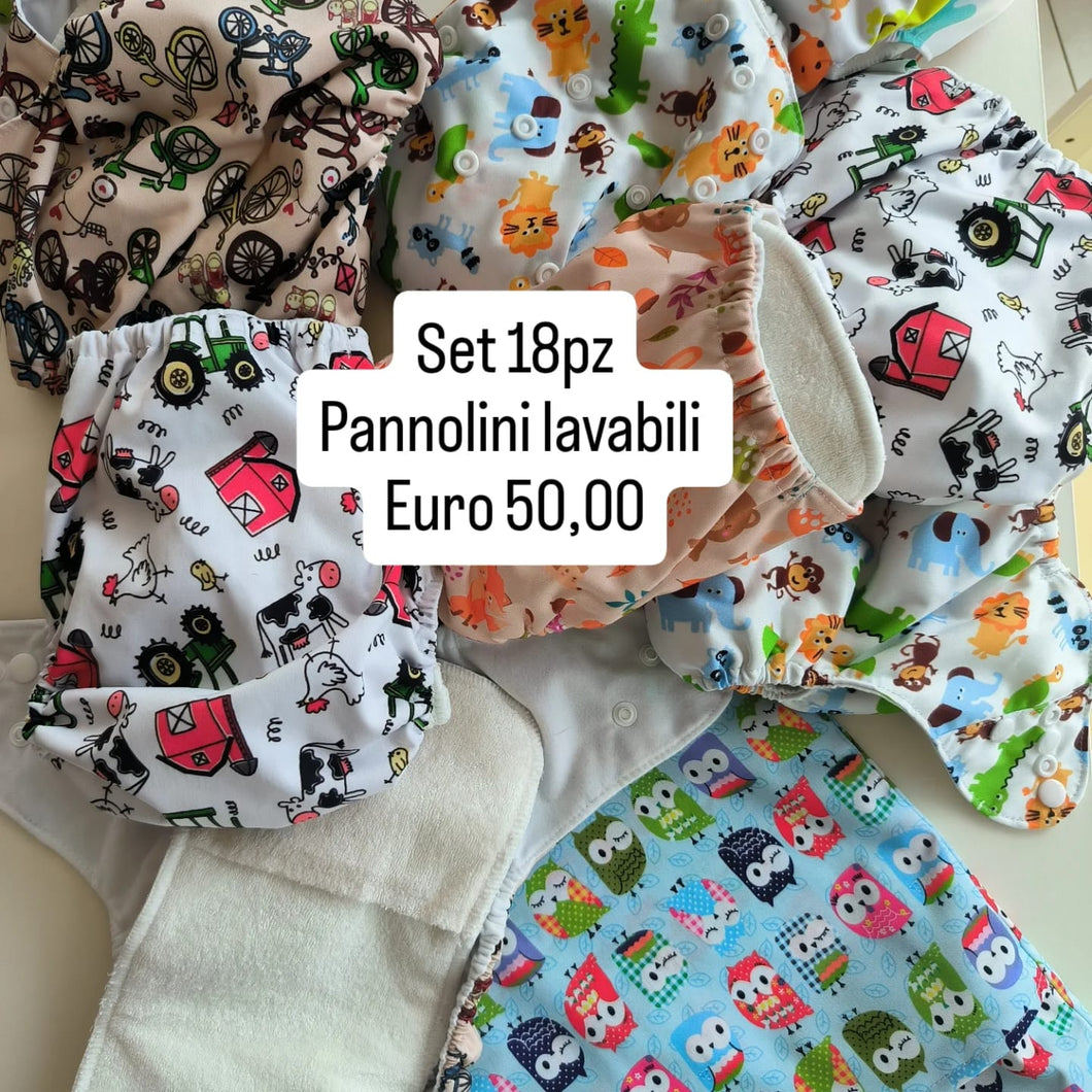 Set 18 pz Pannolini Lavabili